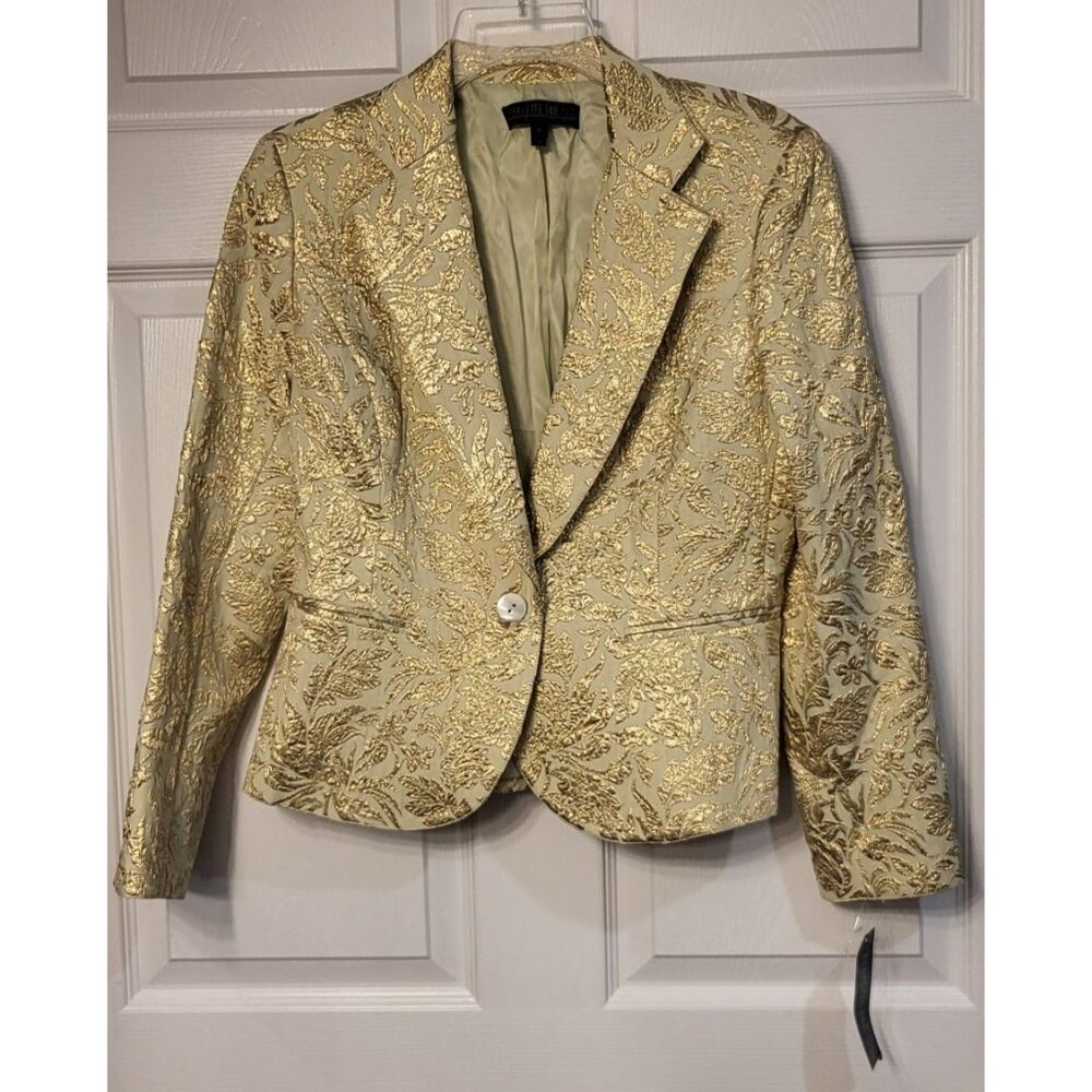 NWT Lafayette 148 New York Gold Brocade Blazer Maximalism SZ 8P